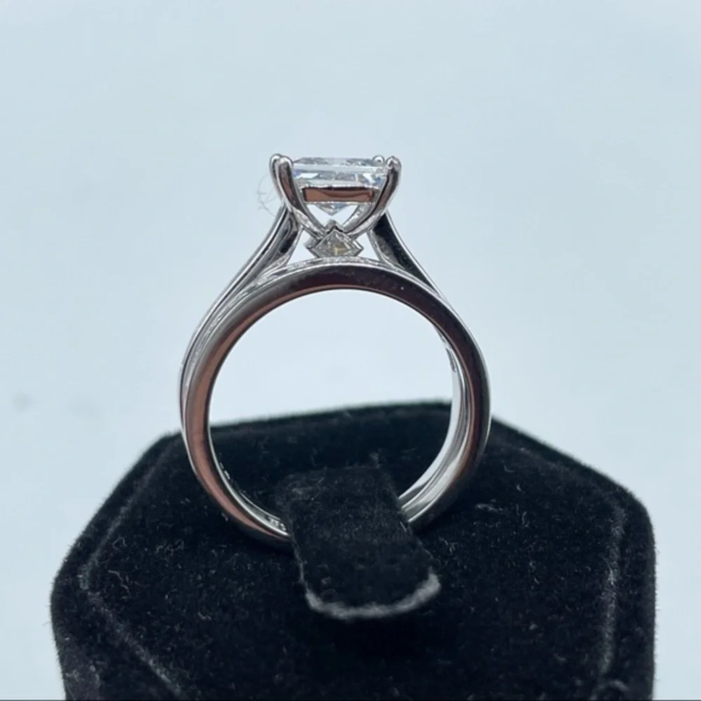 925 Sterling Silver Diamond 2 Band Wedding‎ Ring 6